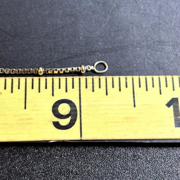 Sterling Silver 925 Beaded Box Link Bracelet Anklet Spring Ring Clasp Sz 9.25'' - Picture 8 of 10